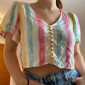 Striped Cropped Blouse